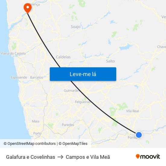 Galafura e Covelinhas to Campos e Vila Meã map