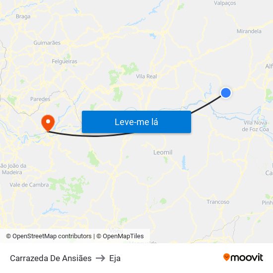 Carrazeda De Ansiães to Eja map