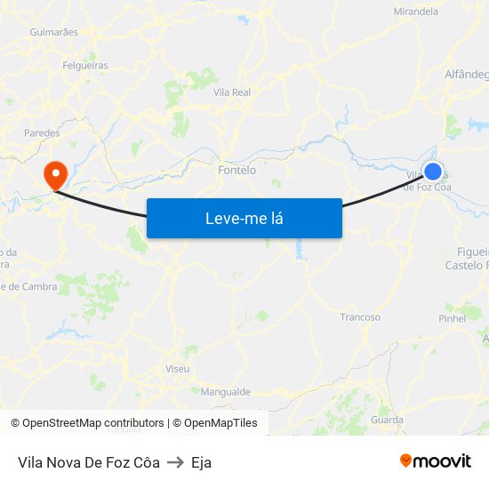 Vila Nova De Foz Côa to Eja map
