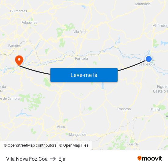 Vila Nova Foz Coa to Eja map