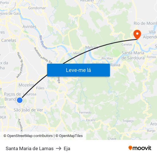 Santa Maria de Lamas to Eja map