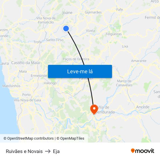 Ruivães e Novais to Eja map