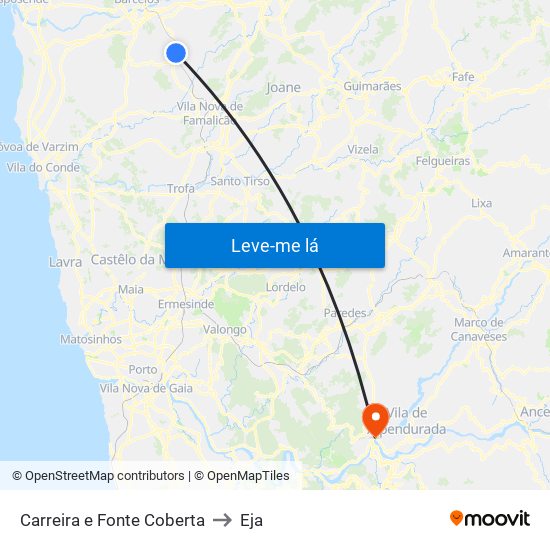 Carreira e Fonte Coberta to Eja map
