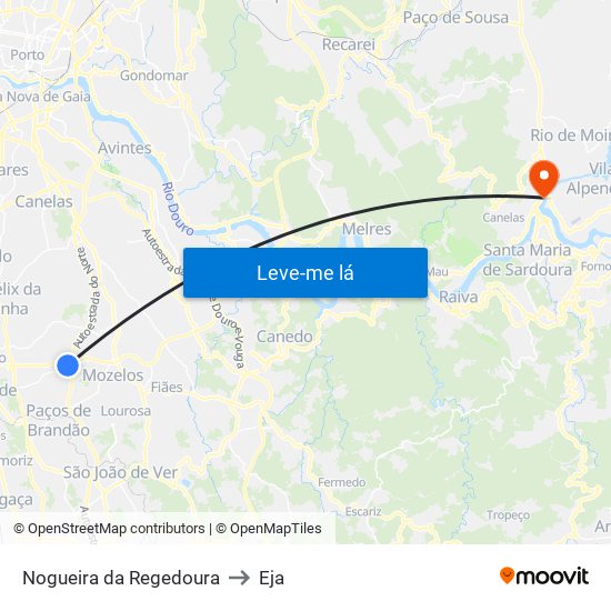 Nogueira da Regedoura to Eja map