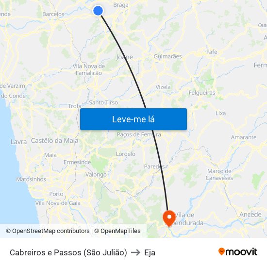 Cabreiros e Passos (São Julião) to Eja map