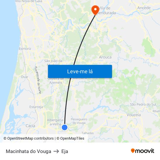 Macinhata do Vouga to Eja map