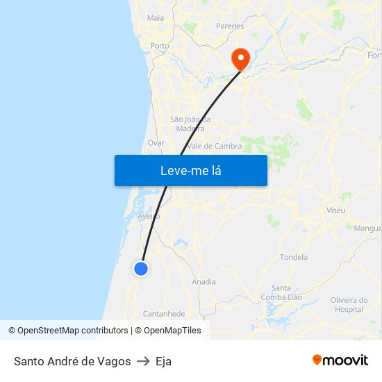Santo André de Vagos to Eja map