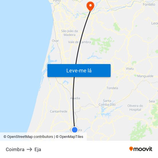 Coimbra to Eja map