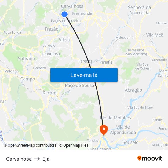 Carvalhosa to Eja map