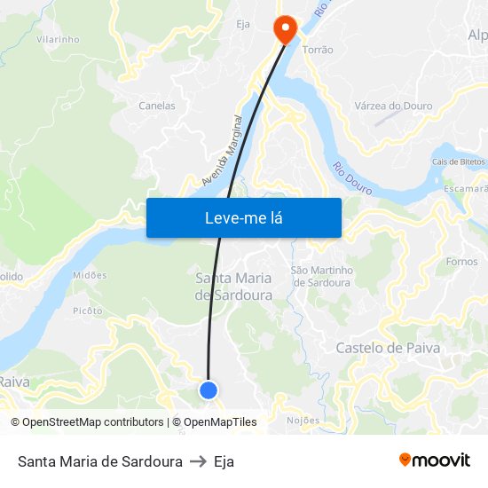 Santa Maria de Sardoura to Eja map