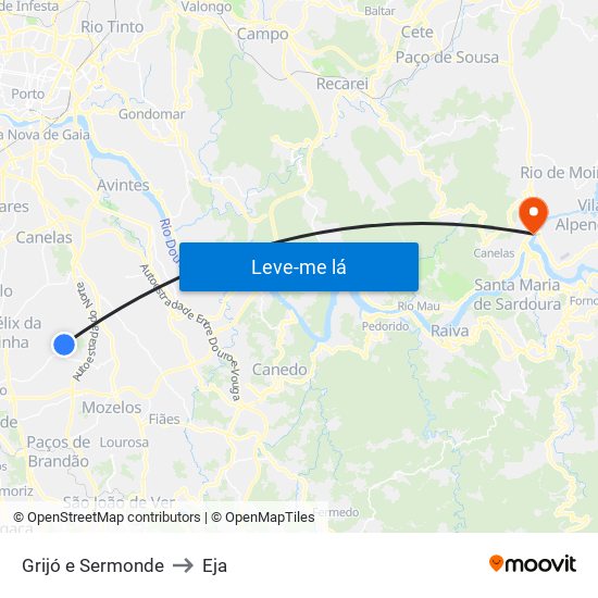Grijó e Sermonde to Eja map