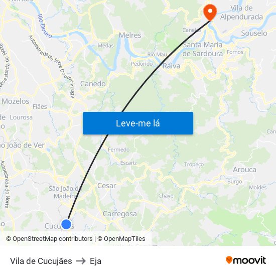 Vila de Cucujães to Eja map