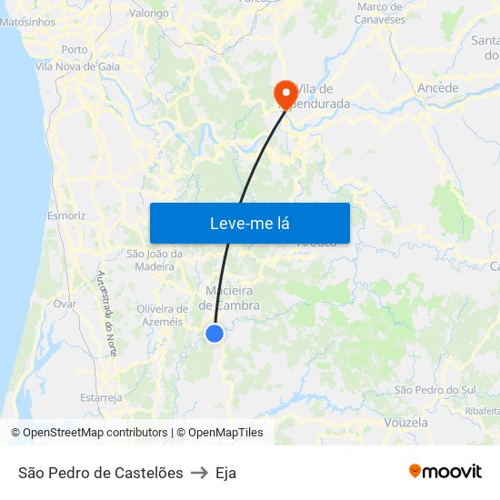 São Pedro de Castelões to Eja map