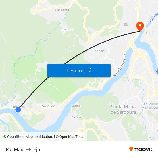 Rio Mau to Eja map