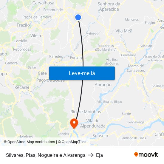 Silvares, Pias, Nogueira e Alvarenga to Eja map