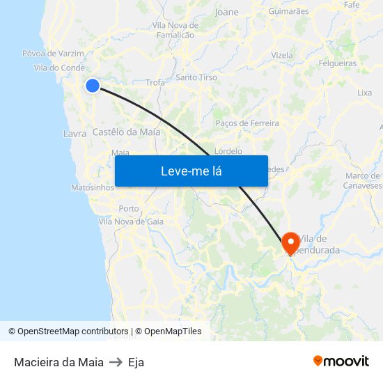 Macieira da Maia to Eja map