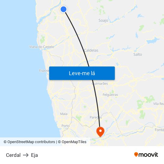 Cerdal to Eja map