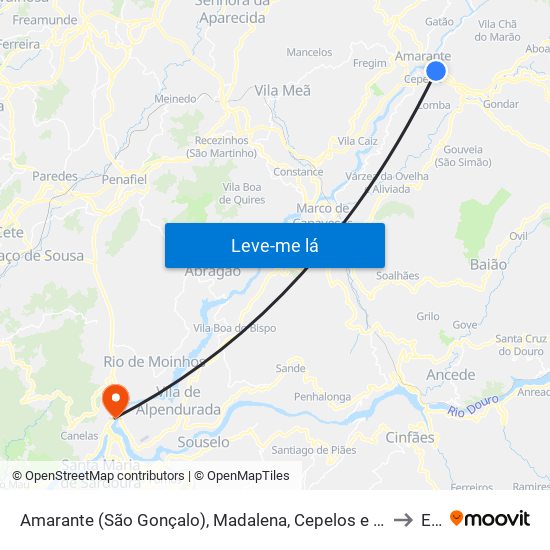 Amarante (São Gonçalo), Madalena, Cepelos e Gatão to Eja map