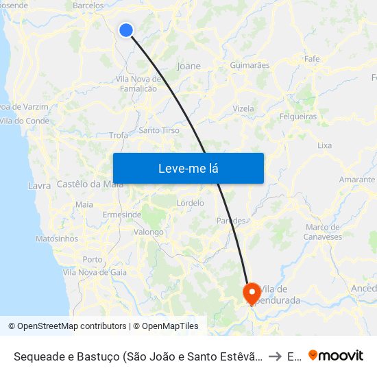 Sequeade e Bastuço (São João e Santo Estêvão) to Eja map