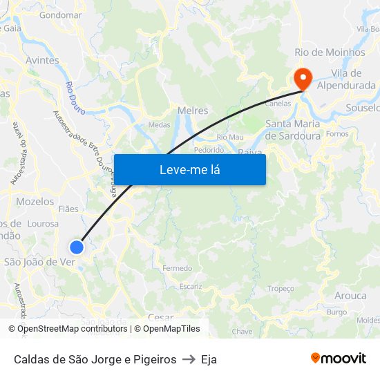 Caldas de São Jorge e Pigeiros to Eja map