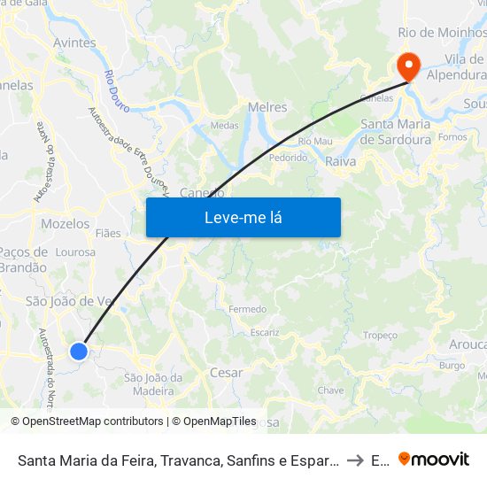 Santa Maria da Feira, Travanca, Sanfins e Espargo to Eja map