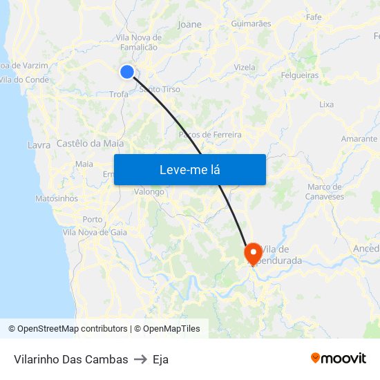 Vilarinho Das Cambas to Eja map