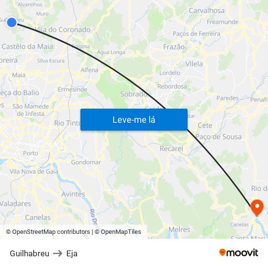 Guilhabreu to Eja map