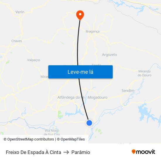 Freixo De Espada À Cinta to Parâmio map