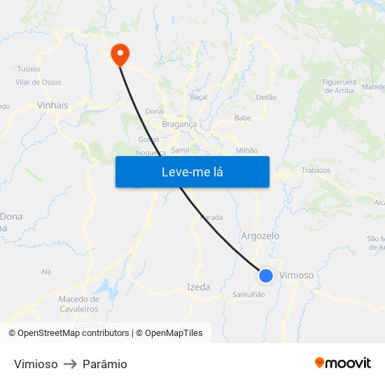 Vimioso to Parâmio map