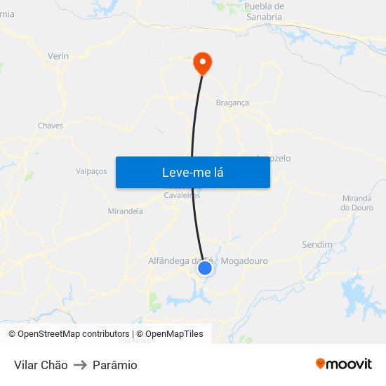 Vilar Chão to Parâmio map