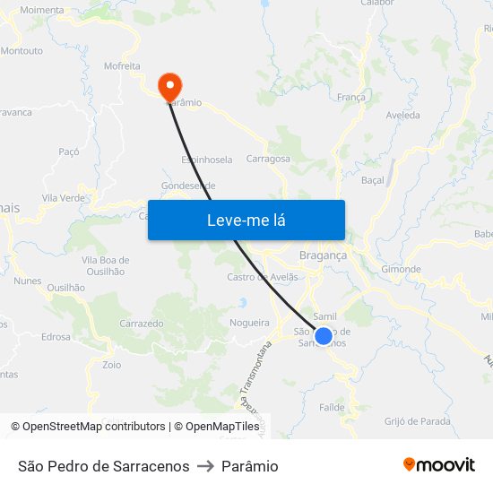 São Pedro de Sarracenos to Parâmio map