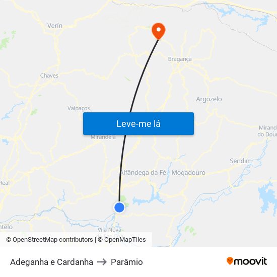 Adeganha e Cardanha to Parâmio map