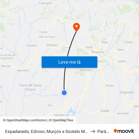 Espadanedo, Edroso, Murçós e Soutelo Mourisco to Parâmio map