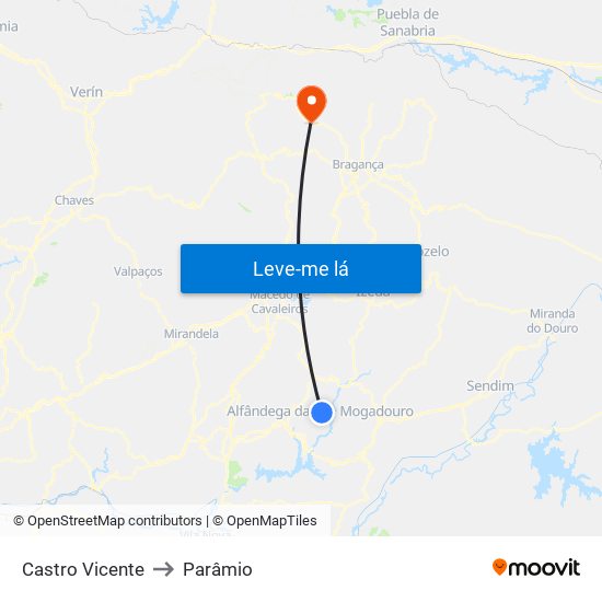 Castro Vicente to Parâmio map