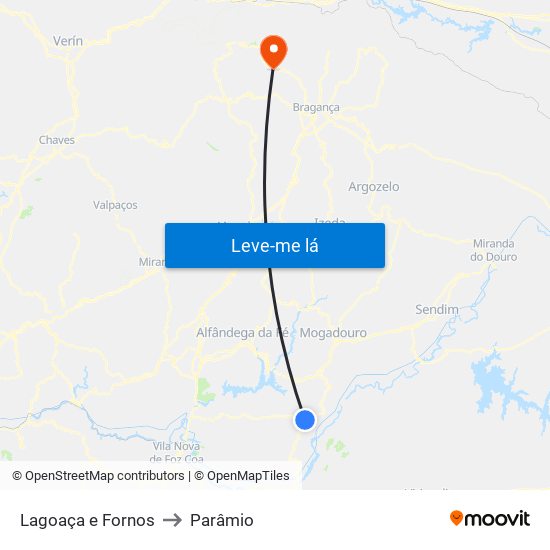 Lagoaça e Fornos to Parâmio map