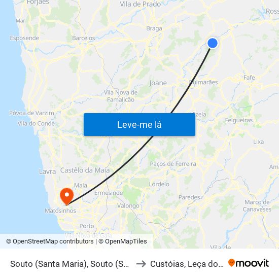 Souto (Santa Maria), Souto (São Salvador) e Gondomar to Custóias, Leça do Balio e Guifões map