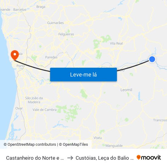 Castanheiro do Norte e Ribalonga to Custóias, Leça do Balio e Guifões map