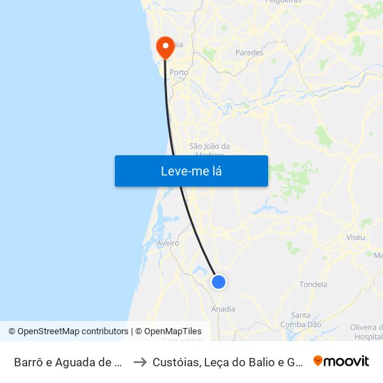 Barrô e Aguada de Baixo to Custóias, Leça do Balio e Guifões map