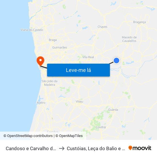 Candoso e Carvalho de Egas to Custóias, Leça do Balio e Guifões map