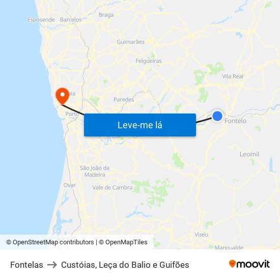 Fontelas to Custóias, Leça do Balio e Guifões map