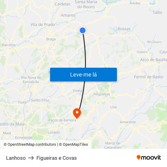 Lanhoso to Figueiras e Covas map