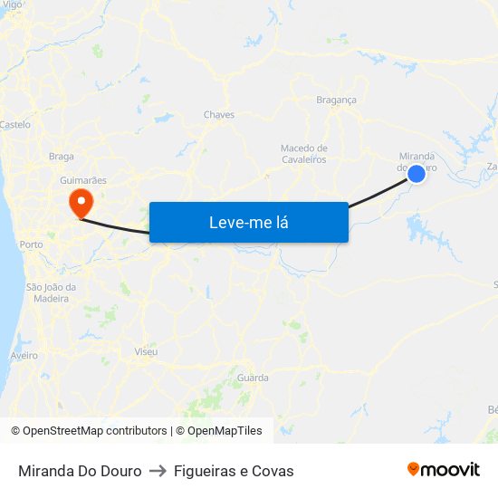 Miranda Do Douro to Figueiras e Covas map
