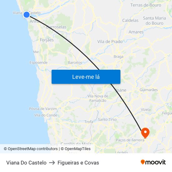 Viana Do Castelo to Figueiras e Covas map