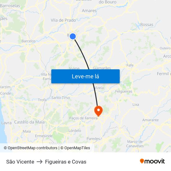 São Vicente to Figueiras e Covas map