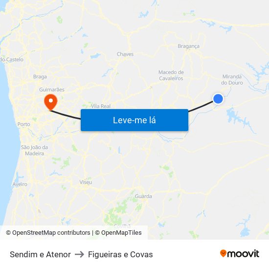 Sendim e Atenor to Figueiras e Covas map