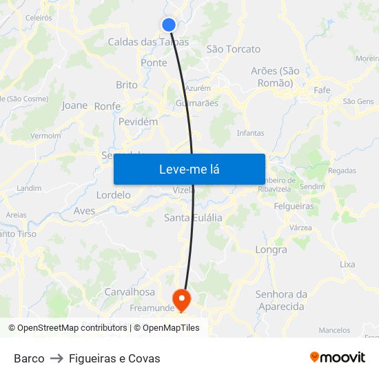 Barco to Figueiras e Covas map