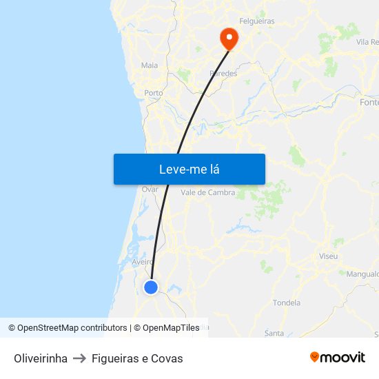 Oliveirinha to Figueiras e Covas map