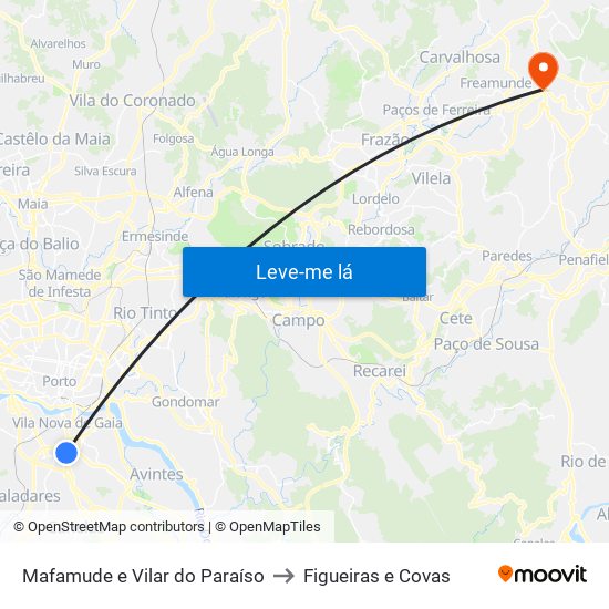 Mafamude e Vilar do Paraíso to Figueiras e Covas map