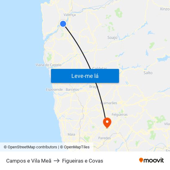 Campos e Vila Meã to Figueiras e Covas map