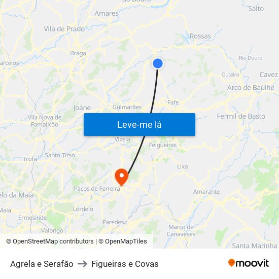 Agrela e Serafão to Figueiras e Covas map